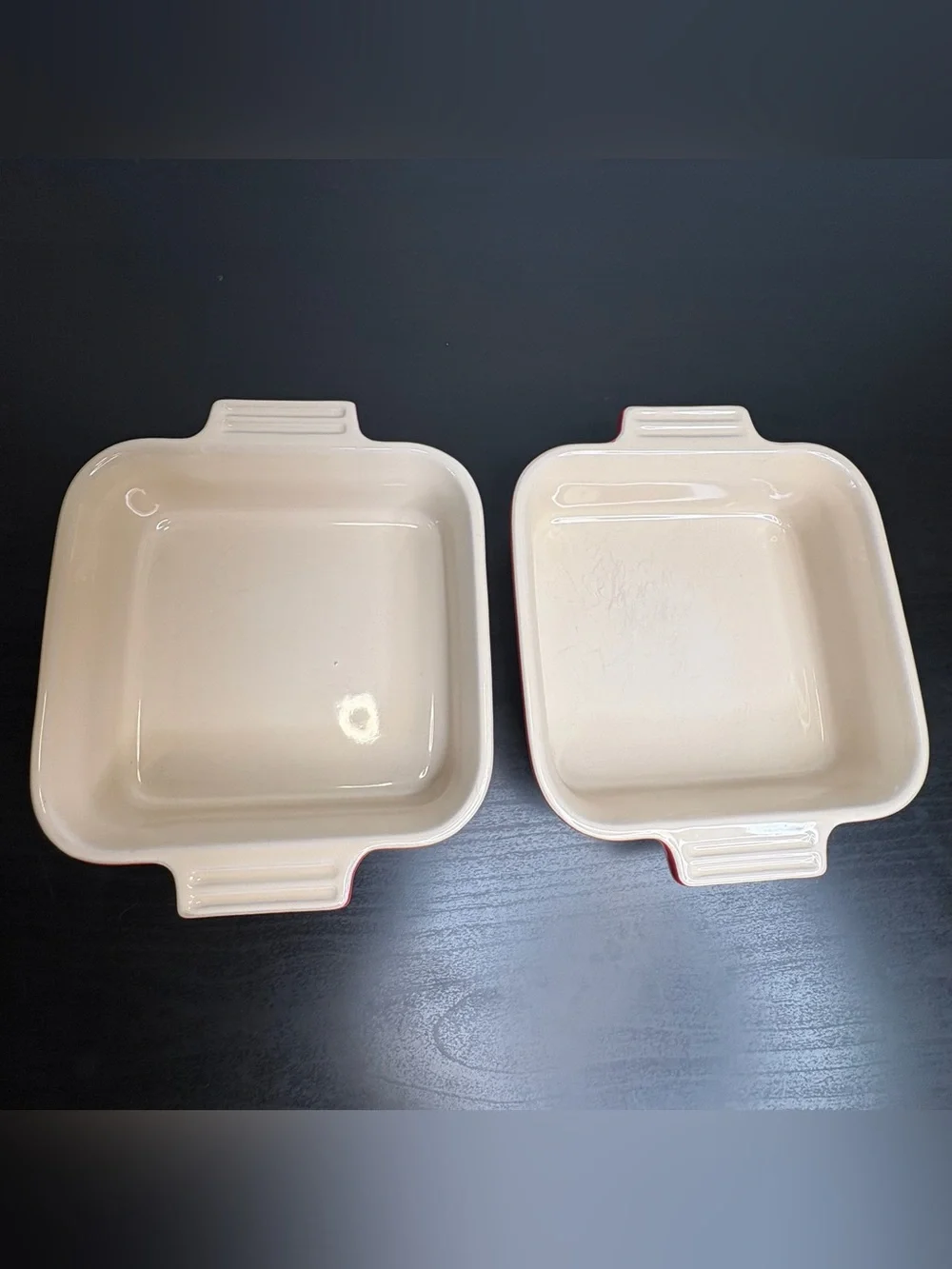 Cerise Red Le CREUSET Square Petite Stoneware Baking Dish Set of 2 Casserole